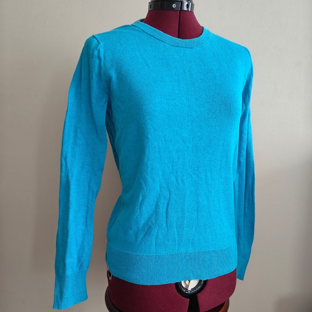 GAP Womens Crew Neck Sweater 100% Cotton Bright Blue Lightweight Pull Over Small